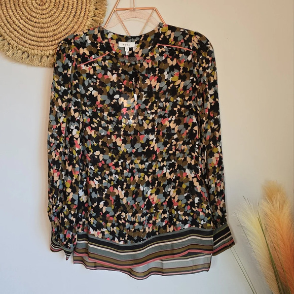 REISS, New, Ally Ditsy Floral Printed Chiffon Blouson Blouse Top, US Size 4 - Picture 13 of 13